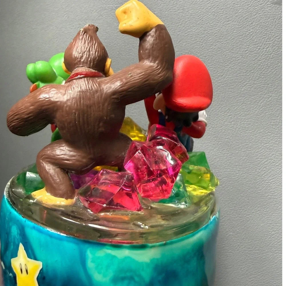 Super Mario Custom 3D‎ Topper Stainless Steel Tumbler Luigi Donkey Kong SEE PICS